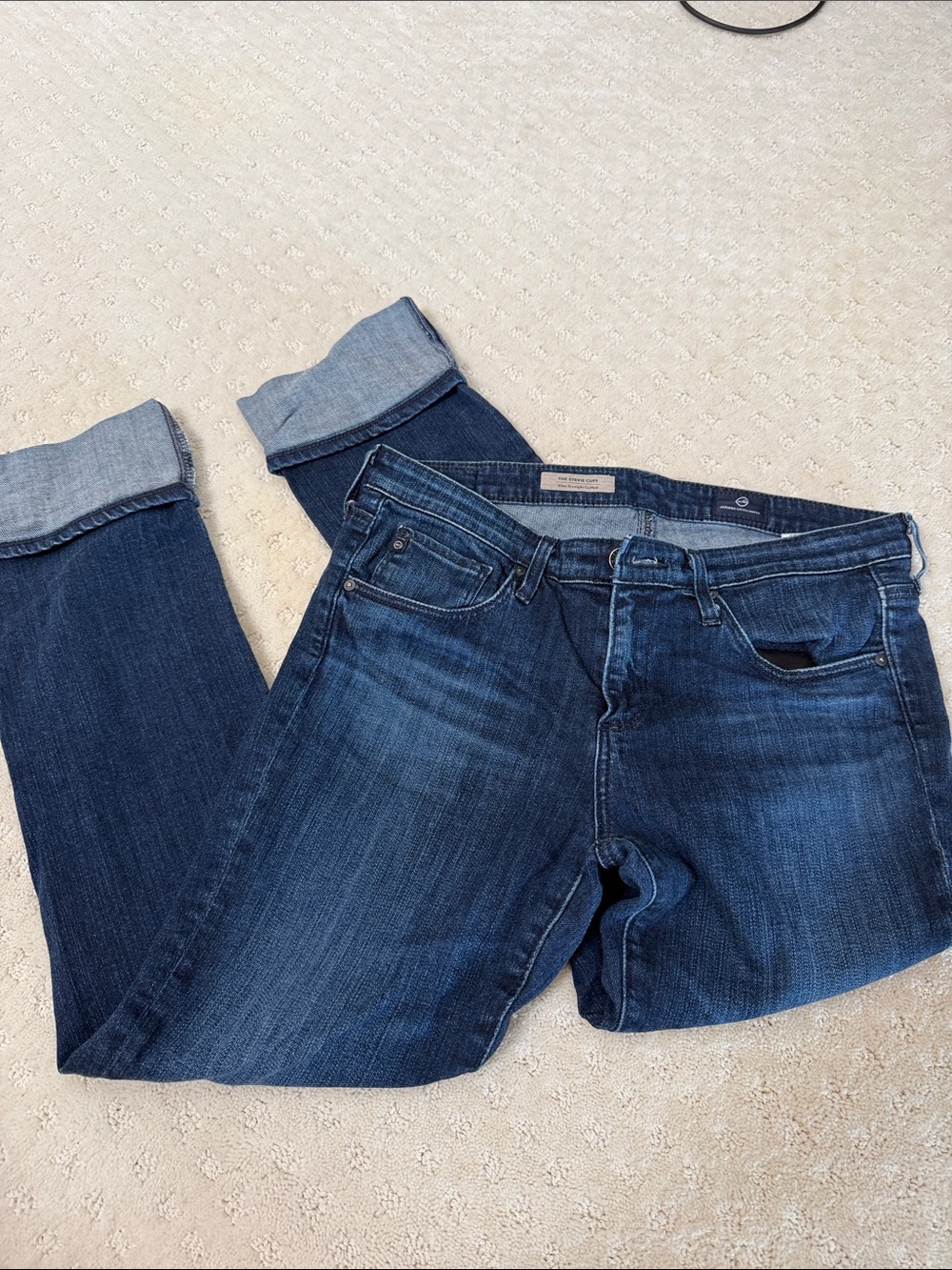 Ag Adriano Goldschmied Slim Straight Jeans in Dark Blue Denim